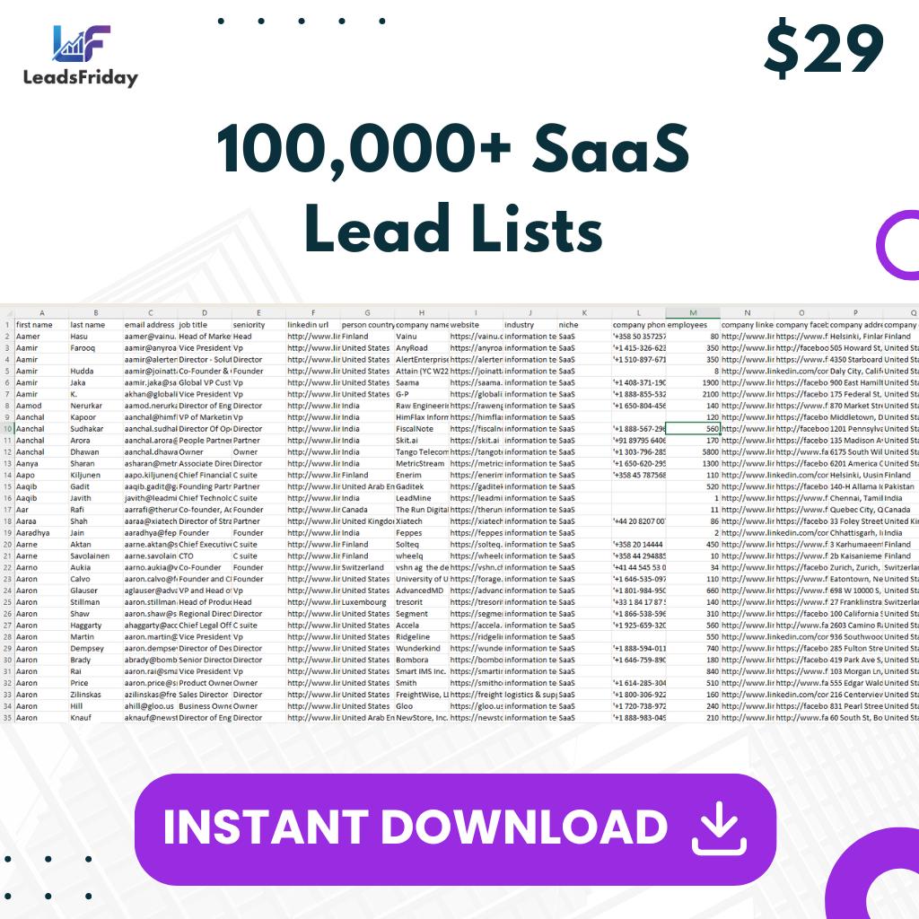 SaaS Business Lead List