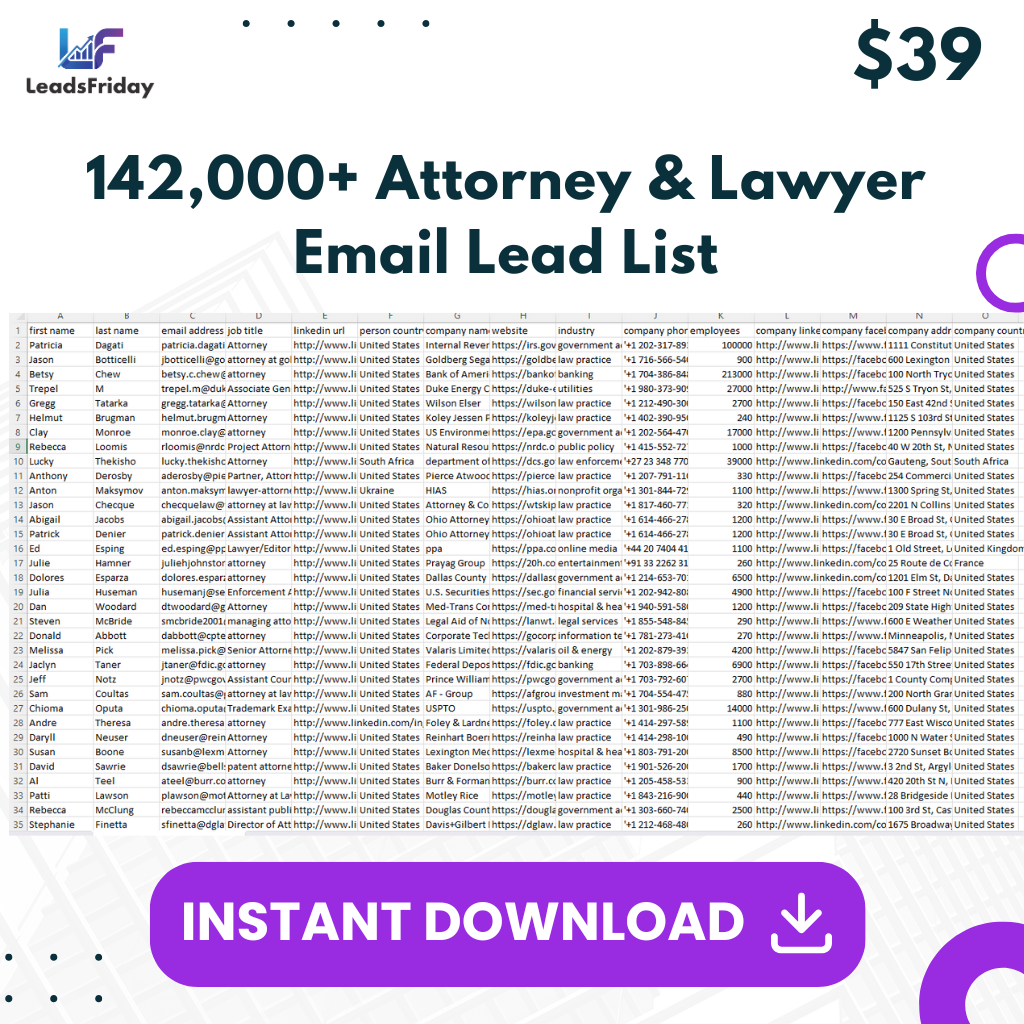 Attorney and Lawyer Lead Lists