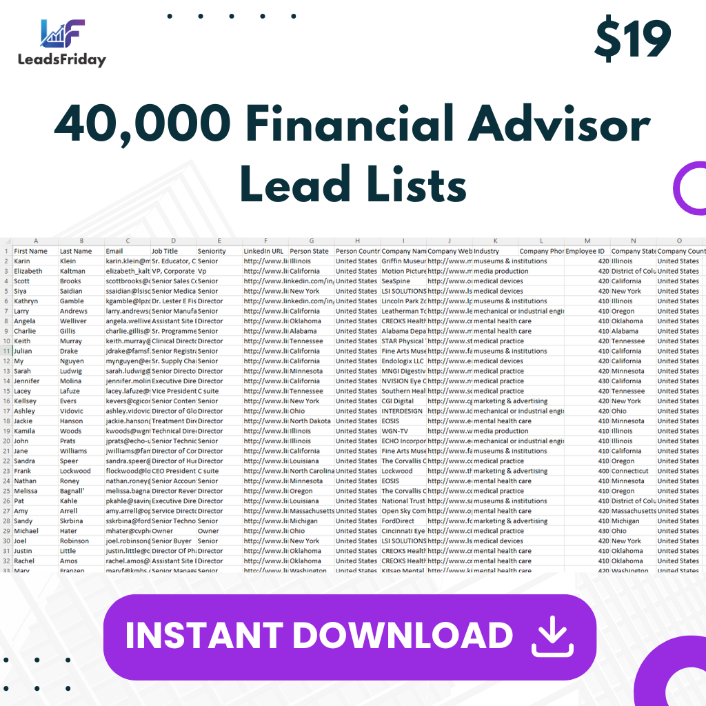 Financial Advisor Lead Lists